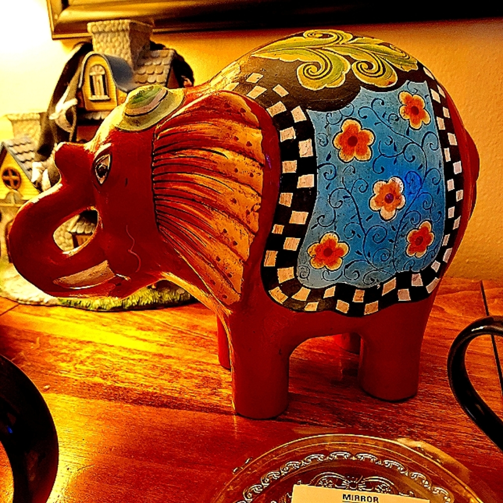 heavy hand painted elephant bank.
